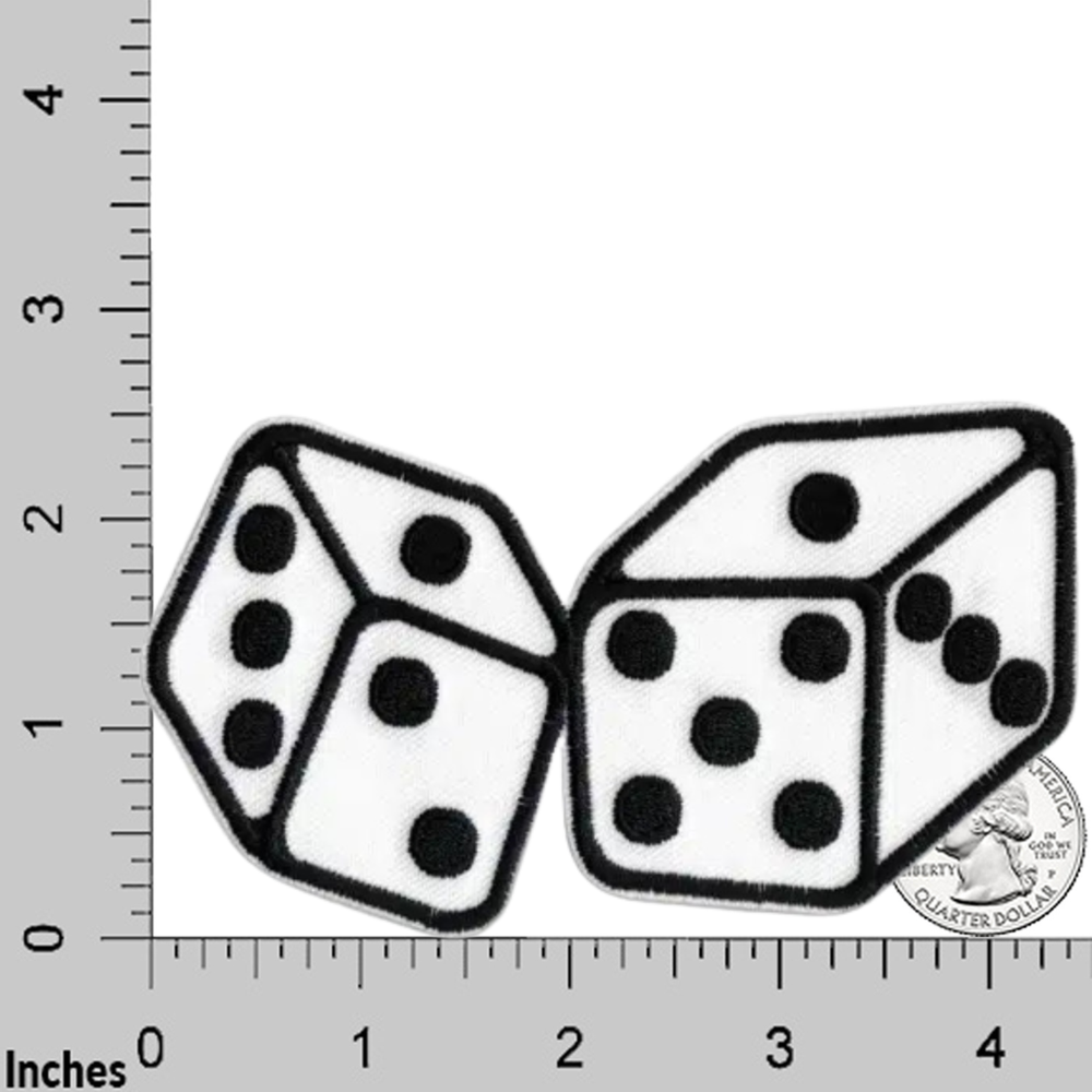 White Large Dice (2-Pack) Iron On Patch