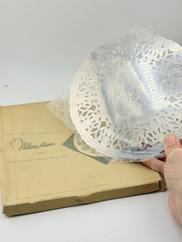 Italian Silverplate Pierced Trivet / Decorative Plate w Box – Monogram M