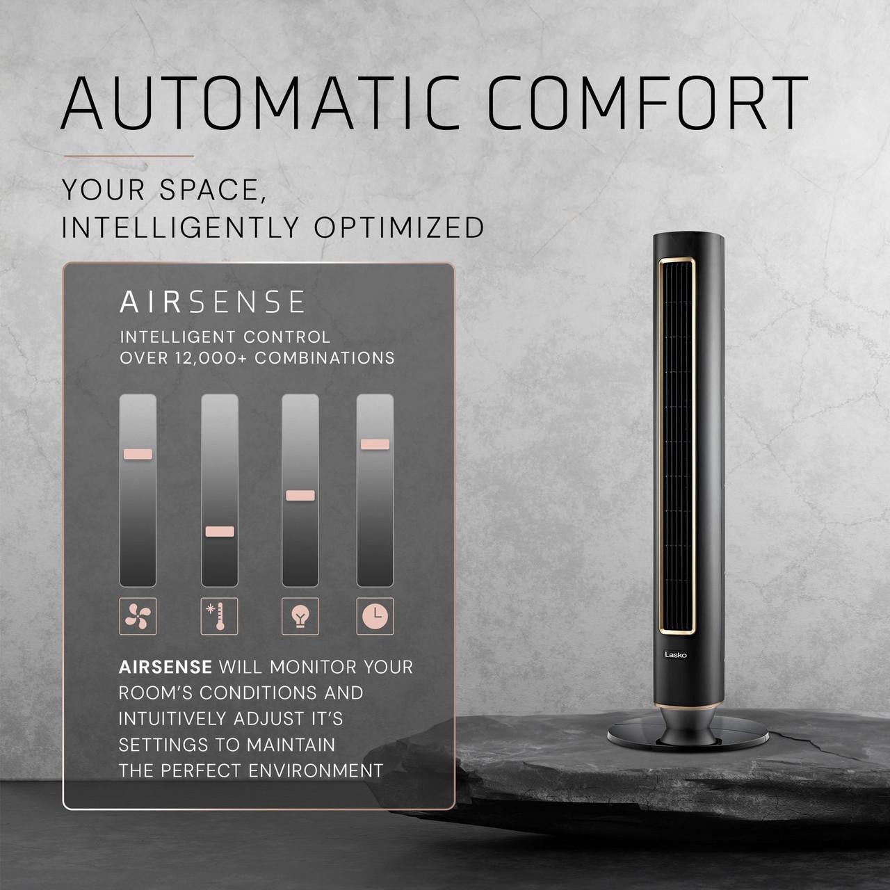 Lasko DST100 Pinnacle 40” Tower Fan 32 ft/s Airflow, Quiet 24dB, 90° Oscillation