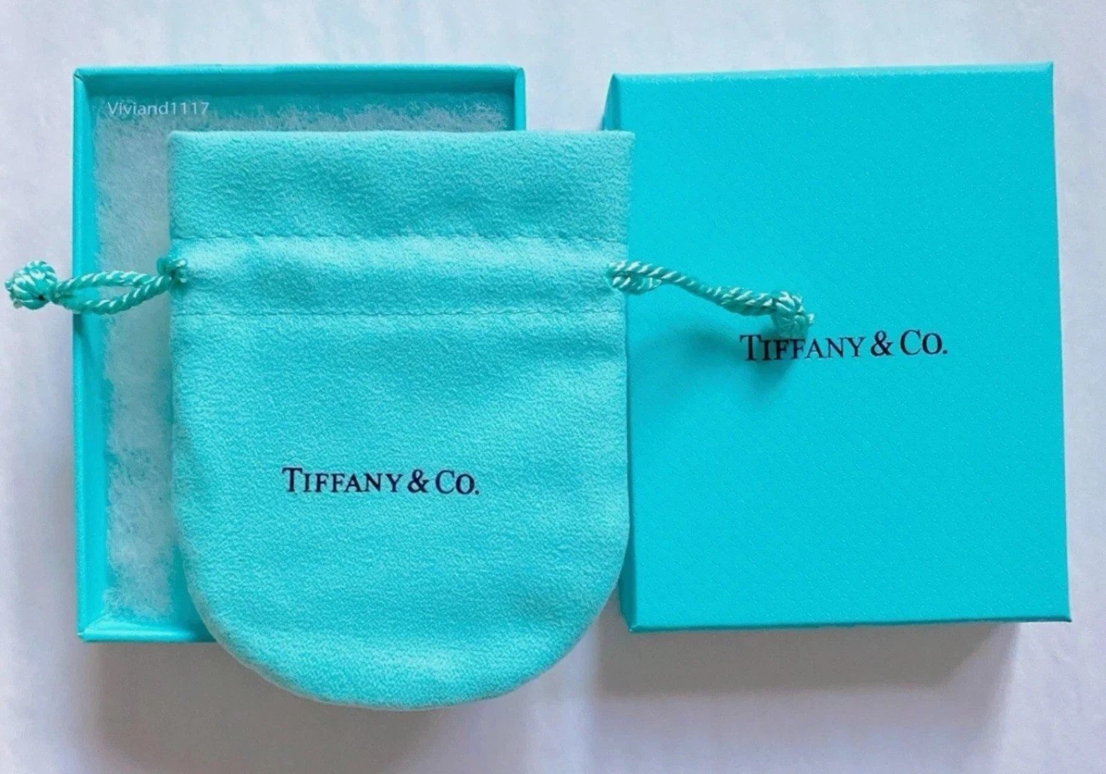 Tiffany & Co Empty 3.75" x 3" x 1.5" Blue Gift Box/Travel Pouch 2pc set