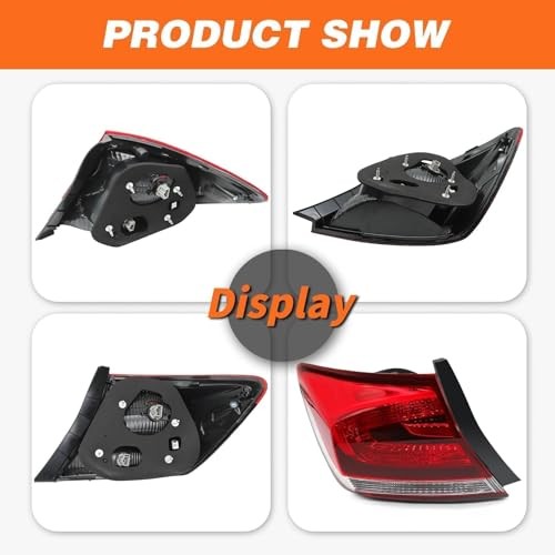 Outer Tail Light Assembly Side Compatible with Civic 4-Door Sedan 2013 Left