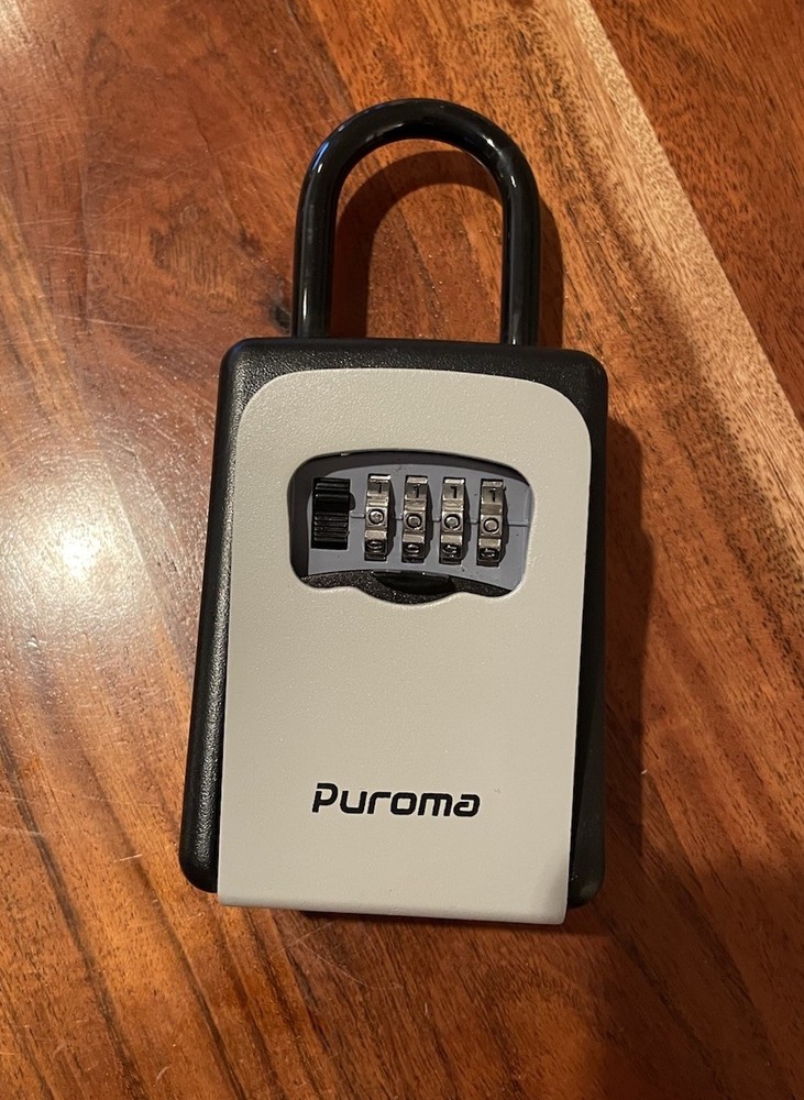 Puroma Lock Box, Resettable Combination Code, Portable Wall Mount, Grey Large