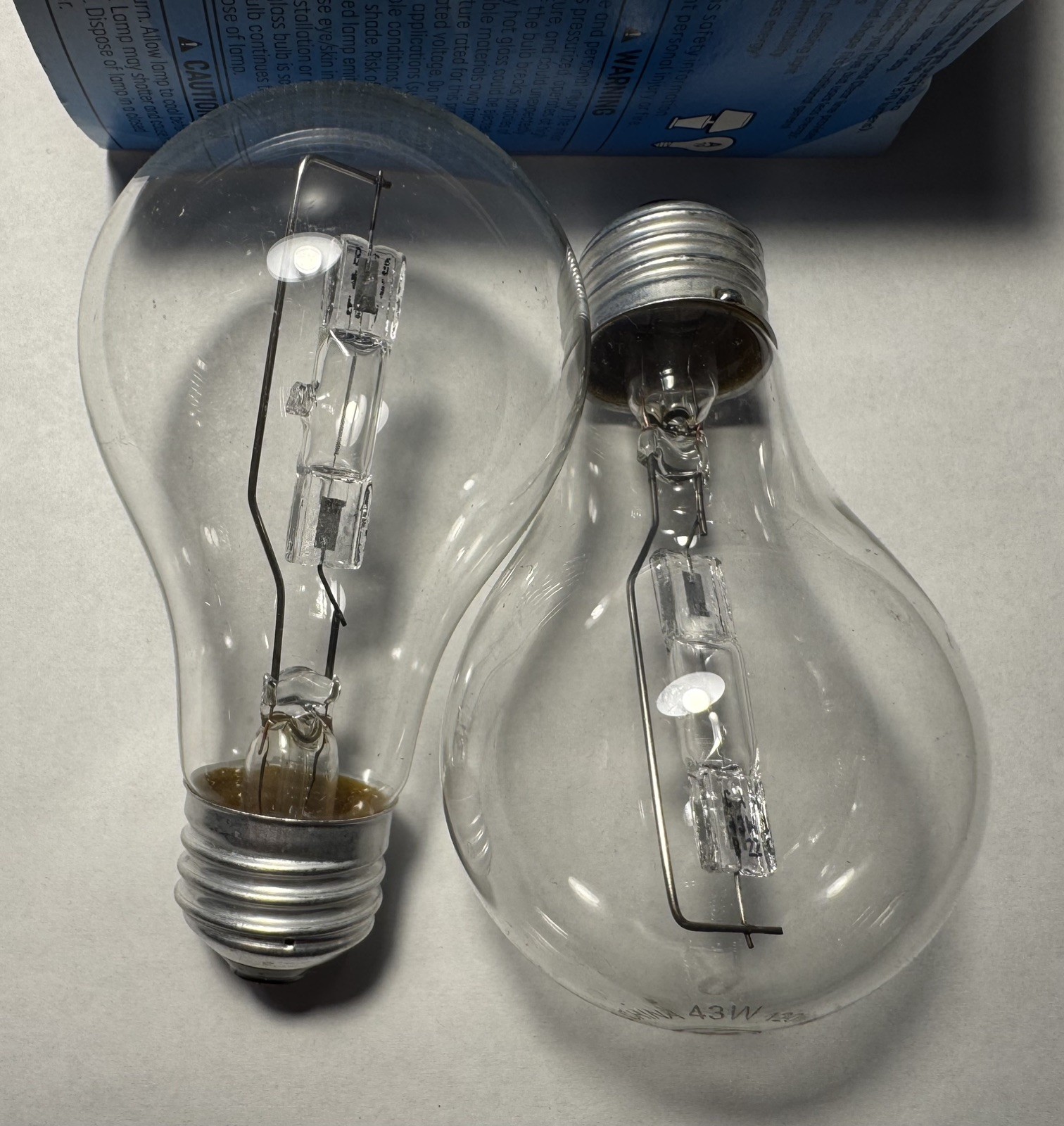 Pack 2. GE Light Bulbs 43 Watt 120V E26 base Crystal clear Good for Heating