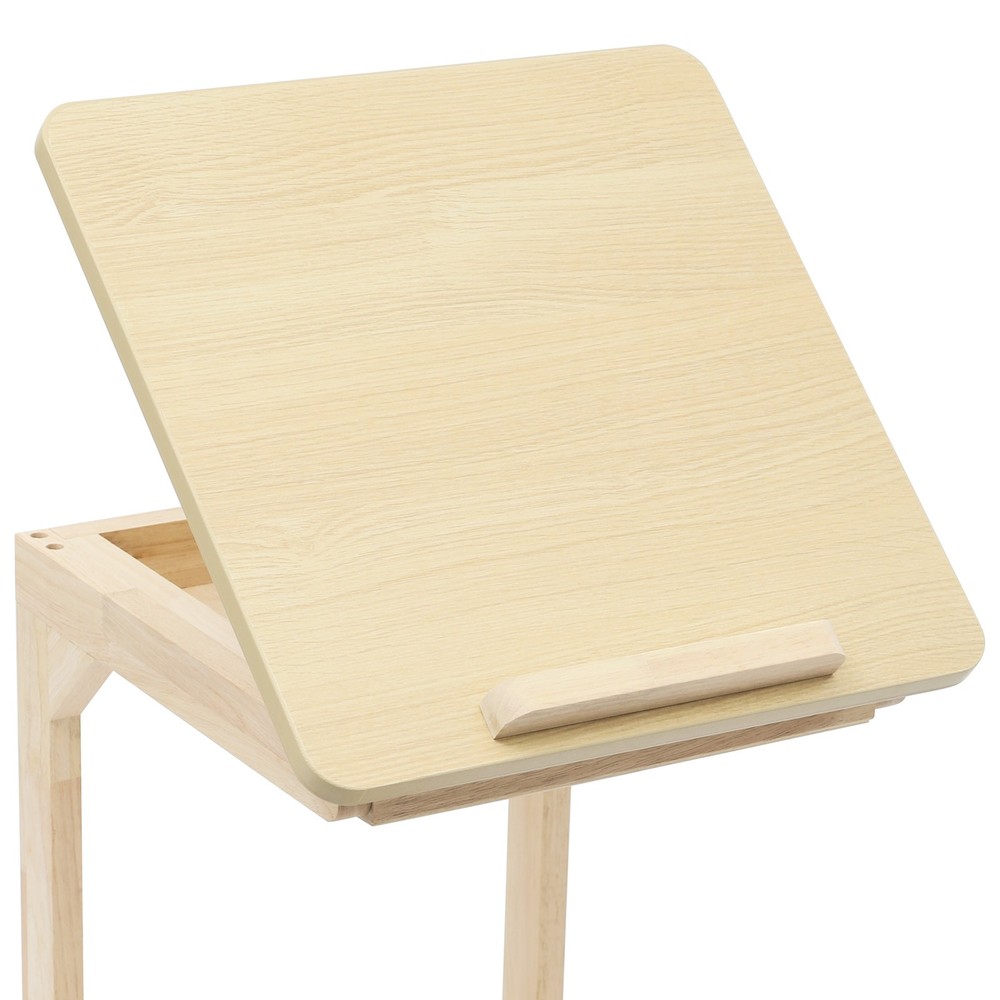 2-tier C Shaped Table Adjustable Angle C Table with Wheels 25kg Load Couch Table