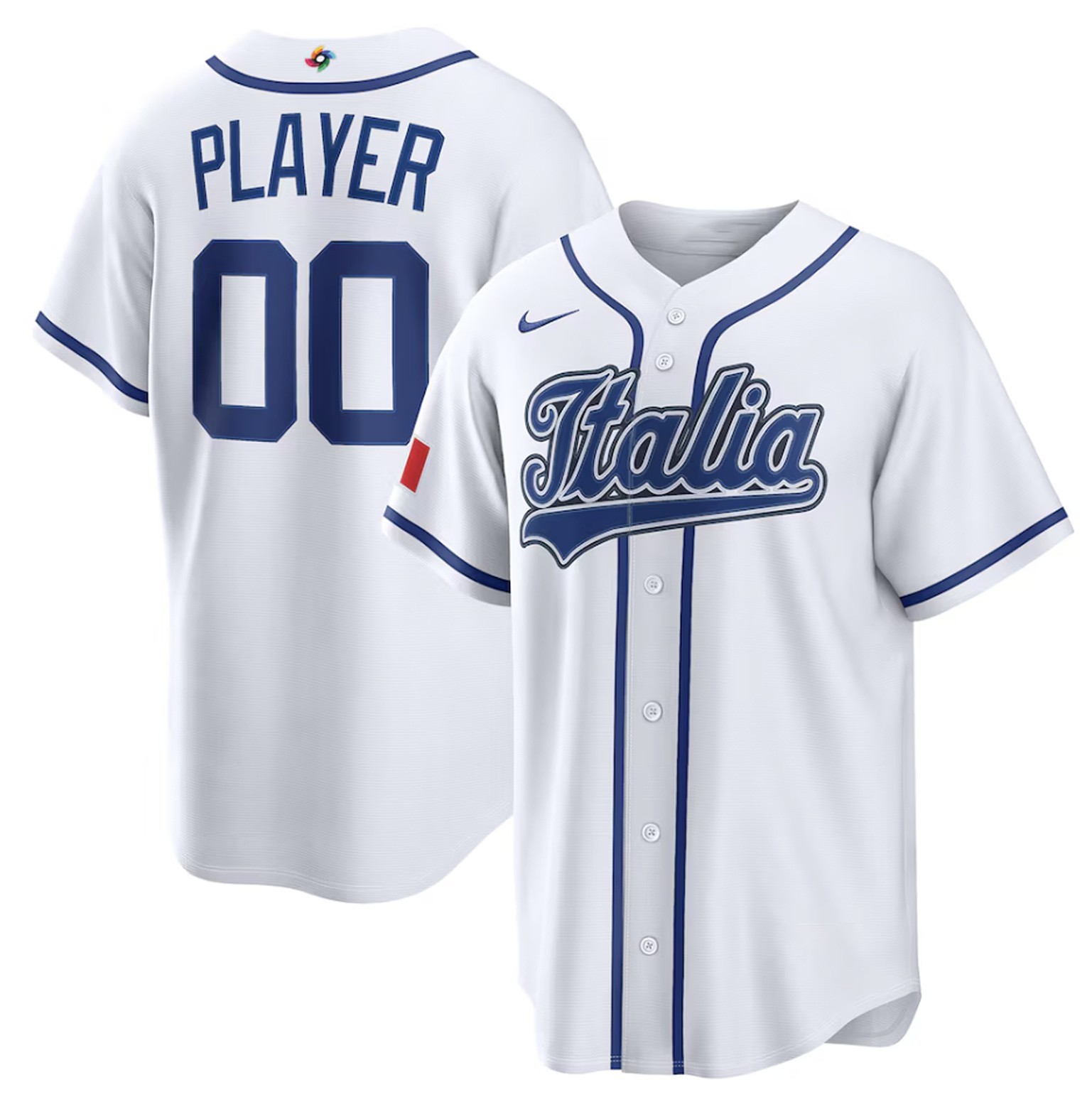 Men's Italy Baseball White 2026 World Baseball Classic Embroidered Tee !!!