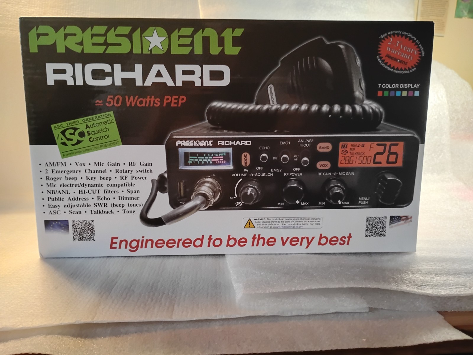 President Richard  - Black -  10m 50W FM/AM Radio Transceiver  New in Box