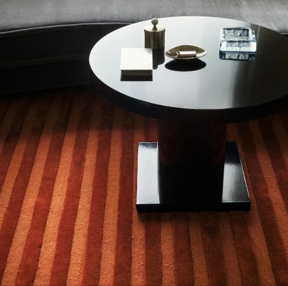 Hand Tufted Wool Area Rug 8x10 9x12 ft - Nordic Knots Striped Burgundy Area Rug