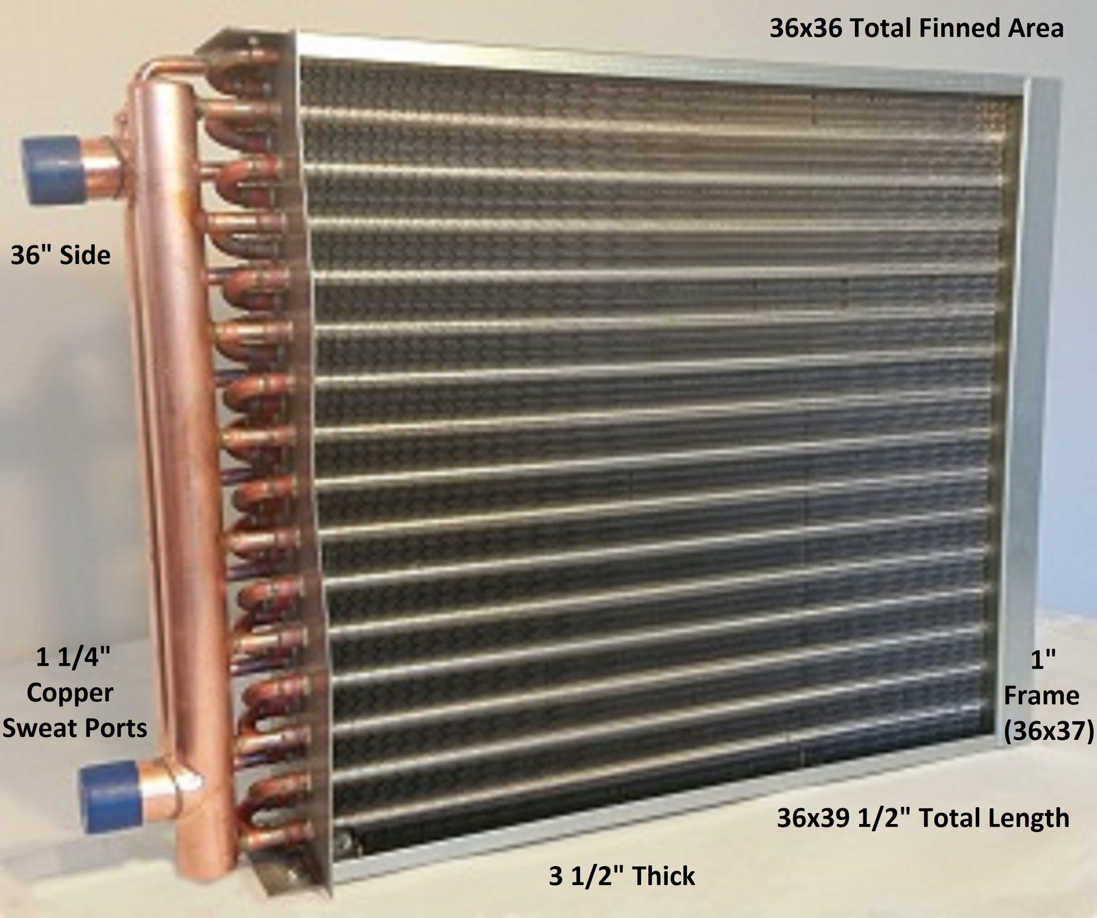 36x36 Water to Air Heat Exchanger~~With 1 1/4" ports w/ EZ Install Front Flange