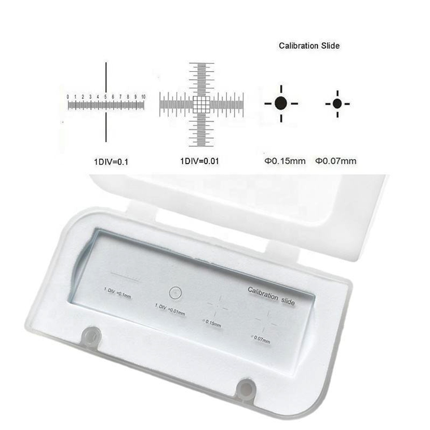 Microscope Stage Micrometer Calibration Slide 0.01mm with 4 Scales