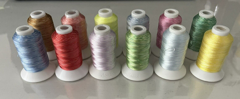 Embroidery Machine Polyester Thread 12 Rolls Assorted Colors (Melange)