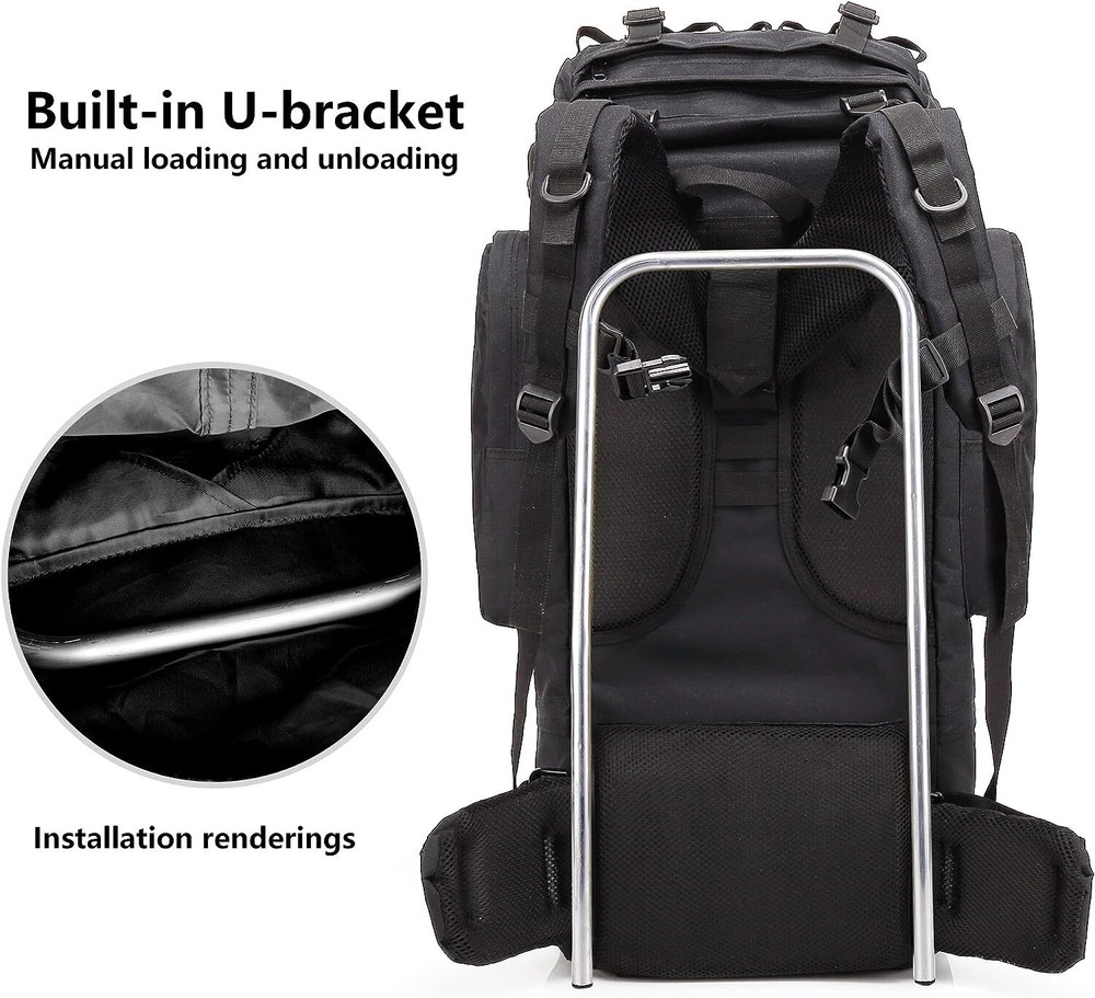 65L Hiking Backpack Water Resistent Oversized Rucksack Extra Large Camping Bag
