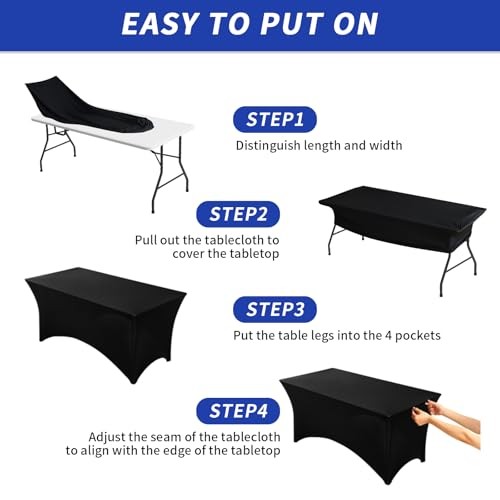 3 Pack Table Cloth for 6FT Rectangle Tables, Rectangular 6Feet-3Pack Black