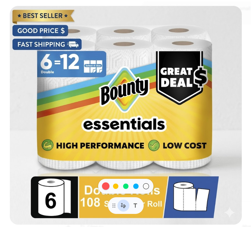 Paper Towels Essentials Select A Size 6 Double Rolls 108 Sheets Roll