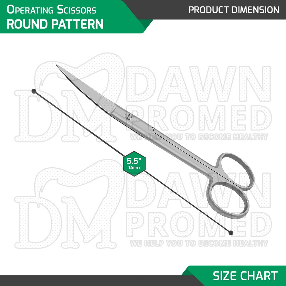 Operating Scissors 5.5" Curved Sharp Sharp Round Pattern Surgical Instruments