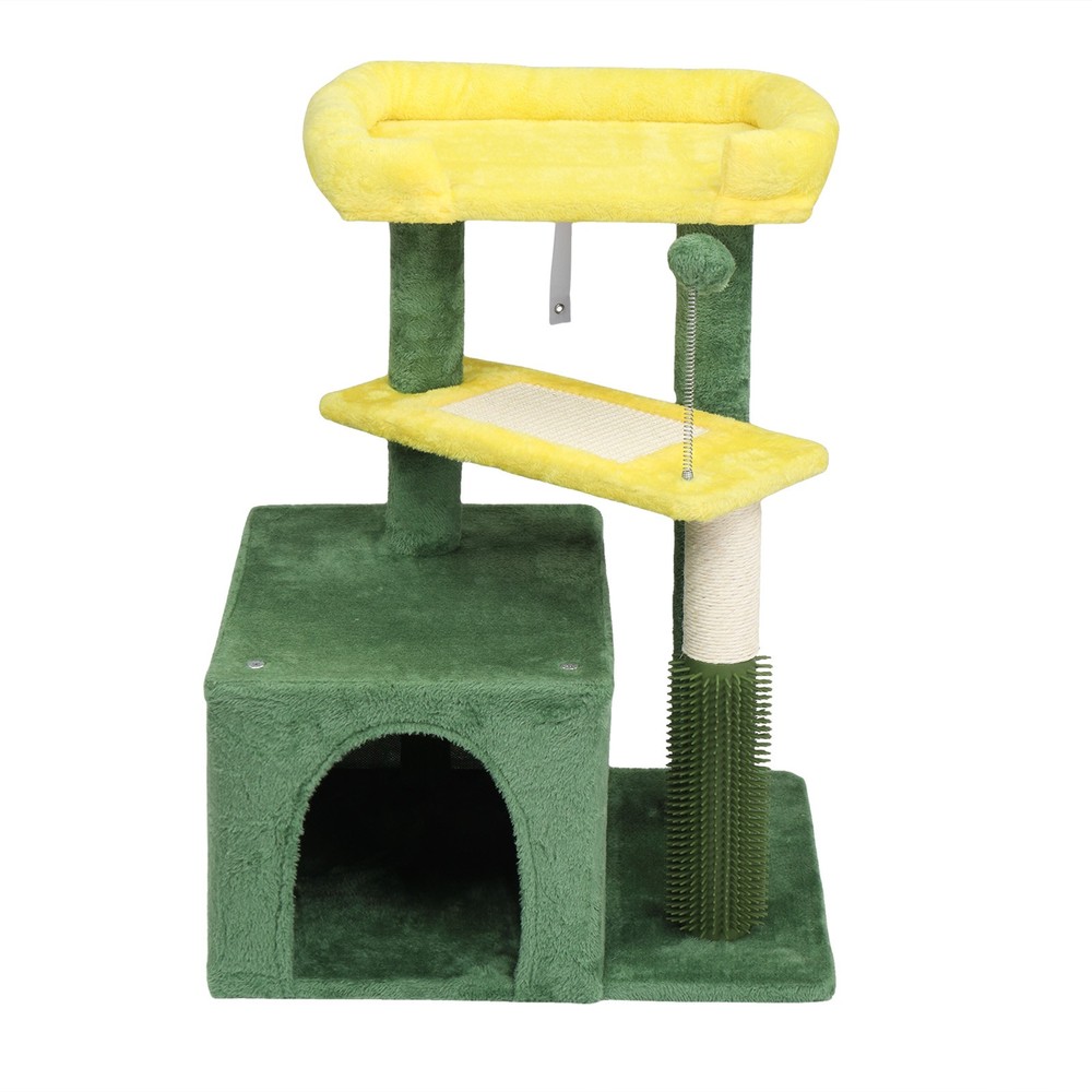 27.5in Cat Tree, Multi-level Cat Tower with Cat Scratching Post and Pad