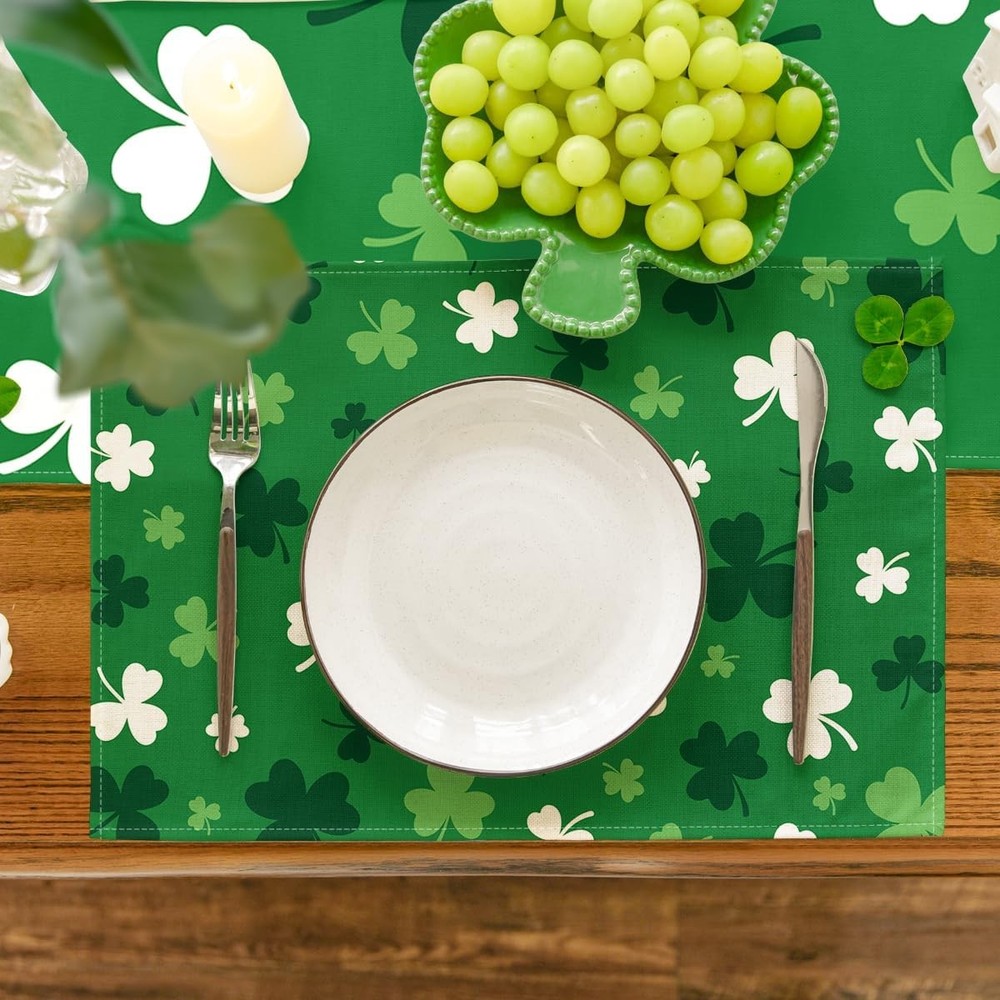 Artoid Mode Green Shamrock St. Patrick's 12 x 18, Rectangular 4 Pcs,