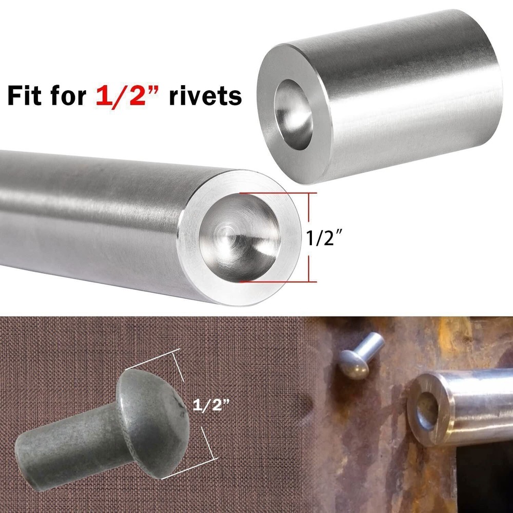 Blacksmith Rivet Heading/Bucking Dome Tools Set For Size 1/4" Shaft & 1/2" Head