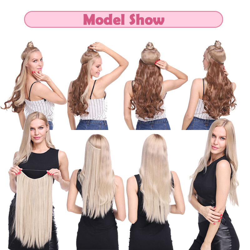 100% Real Natural as Human Invisible Wire in Hair Extensions One Piece & Ring US