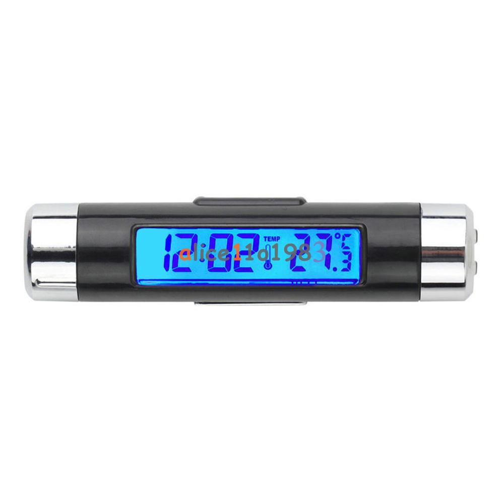 2in1 Digital LED Car Clock Thermometer Temperature LCD Backlight Without Battery