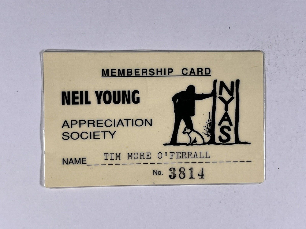 Neil Young Membership Card Laminate Original Appreciation Society