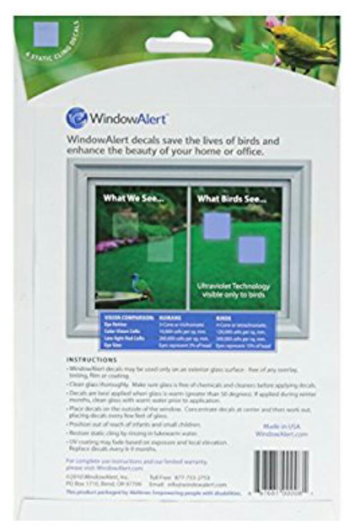 WINDOW ALERT ANTI-COLLISION DECALS CLINGS SQUARE SAVE BIRDS PREVENT STRIKES