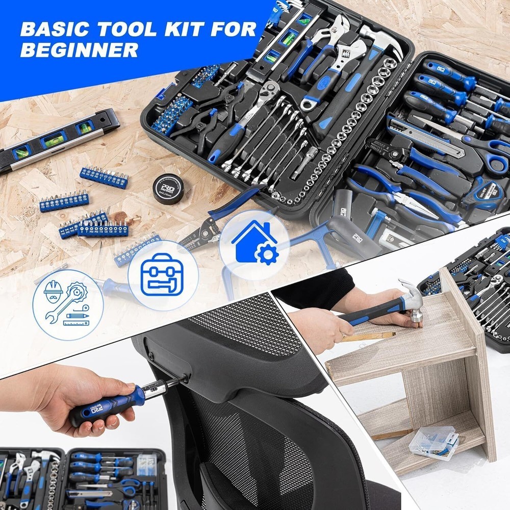 259-Piece Tool Kit, General Household Tool Set with Plastic Storage Toolbox
