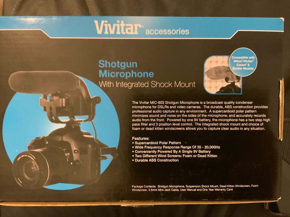 Vivitar Shotgun Microphone with Integrated Shock Mount