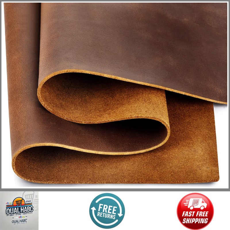 Genuine Leather Sheet 8x12" Full Grain Crazy Horse Cowhide 1.8-2mm Brown Craft