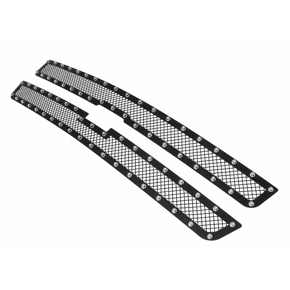 Fits 1999-2002 Chevy Silverado 1500/2500 Upper Stainless Black Mesh Rivet Grille
