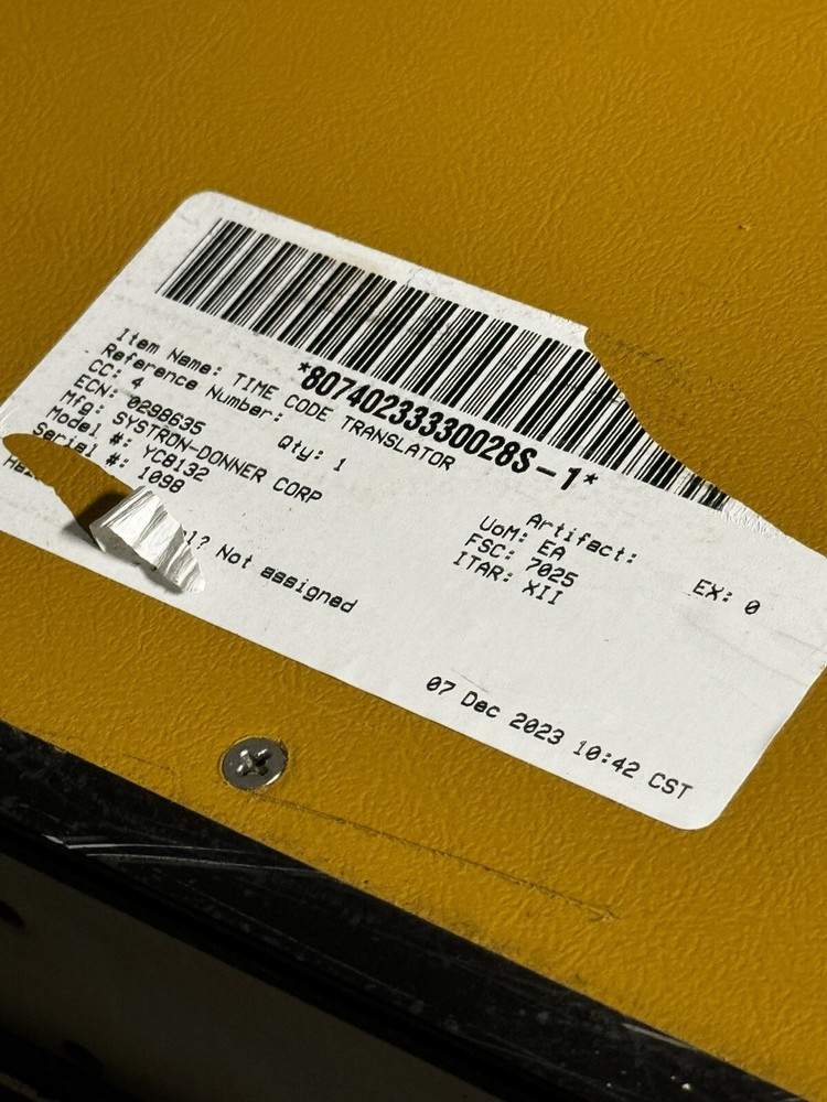 Systron Donner Time Code Generator Model 8132 Mod, Ford Aerospace Co.