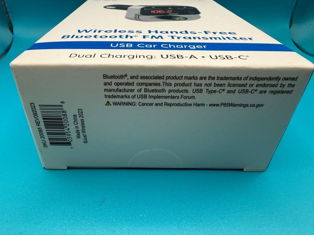 Just Wireless FM Transmitter with USB-C and USB-A Charging Port - Black