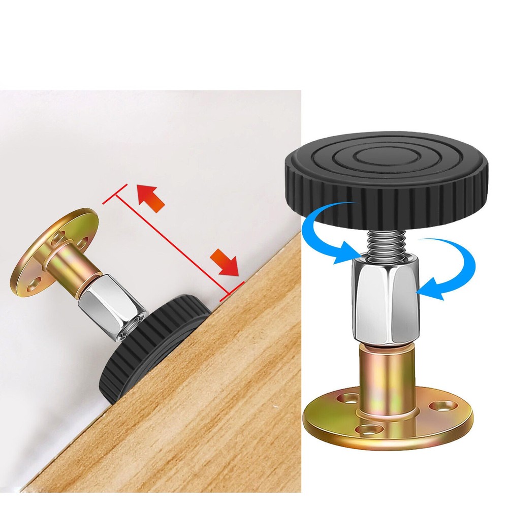 New 4Pcs Threaded Bed Frame Anti-Shake Tool Adjustable Headboard Stopper Black