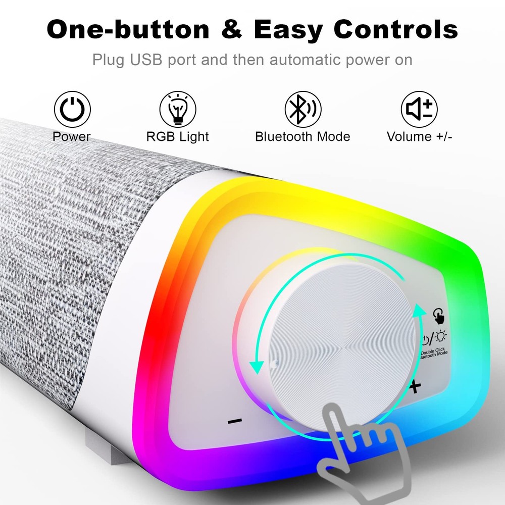 SOULION R30 Plus Bluetooth Computer Speakers, All-in-One Control Button White