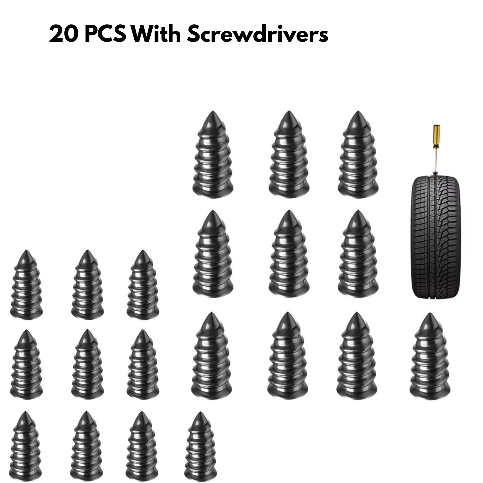 20 Pcs Tire Repair Rubber Nail Screw Tire Plugs Quick Puncture for Car
