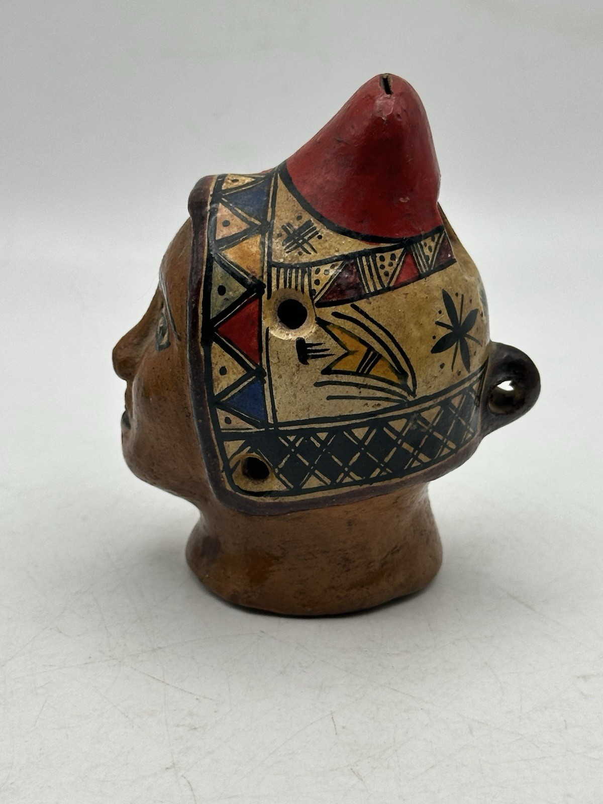 Peruvian Flute Whistle Pendant Musical Instrument Head Design Hand Made