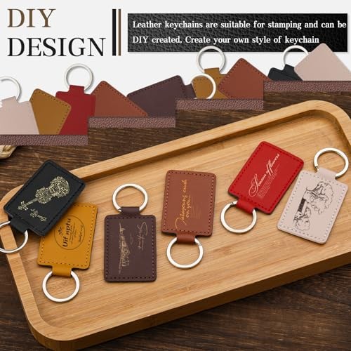 30 Pcs Leather Key Fob Kit, Rectangular Leather Keychain Multicolor-1, 30 Pcs