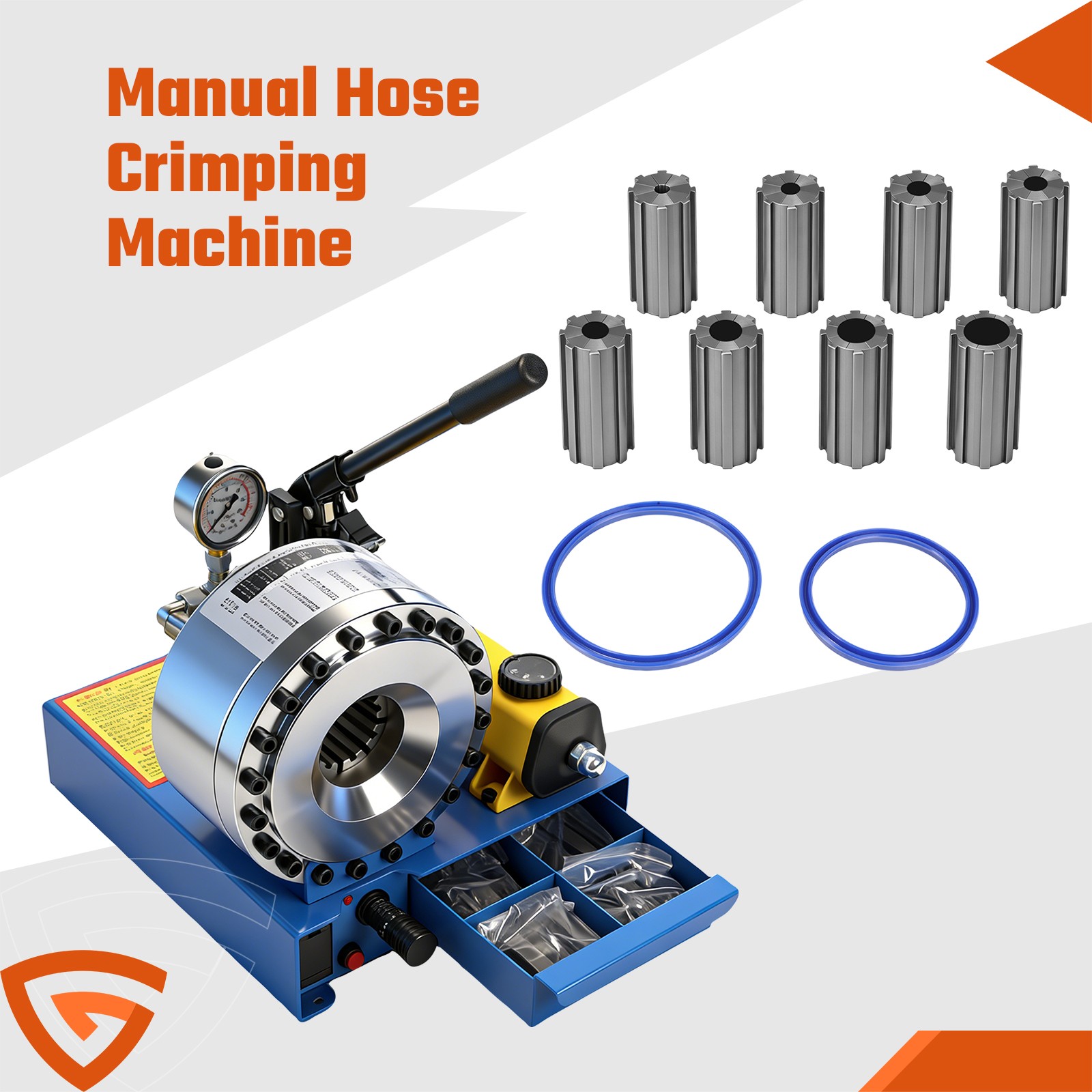 5600KN Hydraulic Hose Crimper Pipe Clamping Machine w/ 8 Sets Dies 10mm-30mm USA