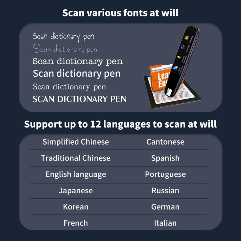 Offline Translation Pen 123 Languages Dictionary Intelligent Scanning Reader
