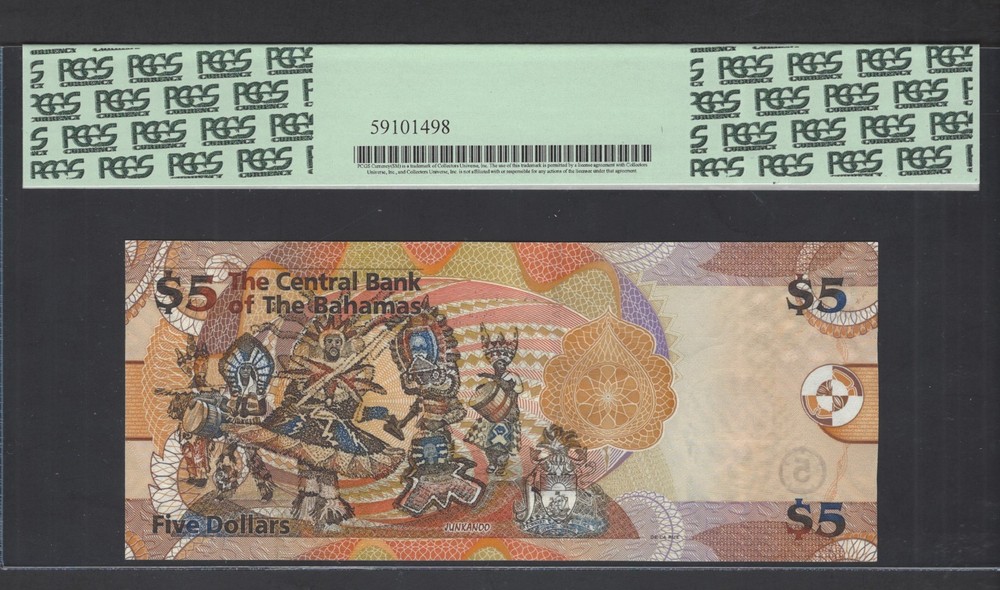 Bahamas 5 Dollars 2015 P72A Uncirculated Graded 68