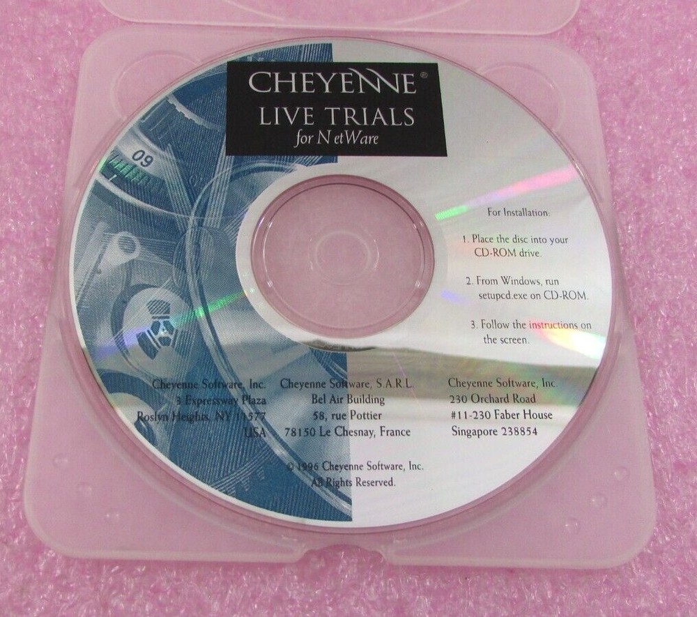 Cheyenne Live Trials for Netware - CDROM - Cheyenne Software w/ Access Code