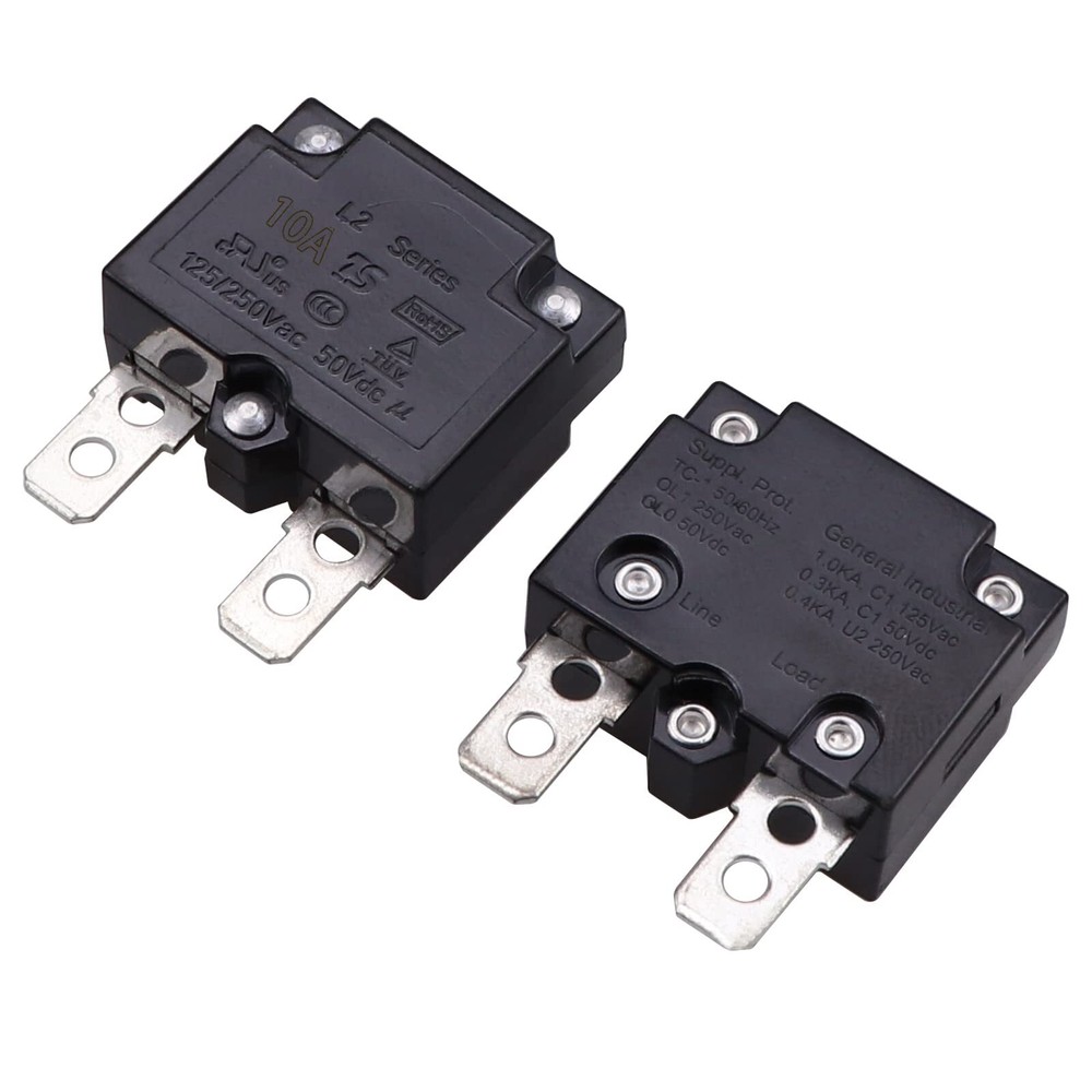 2Pcs 10A Automatic Thermal Circuit Breaker Thermal Overload Protector 10Amp L...