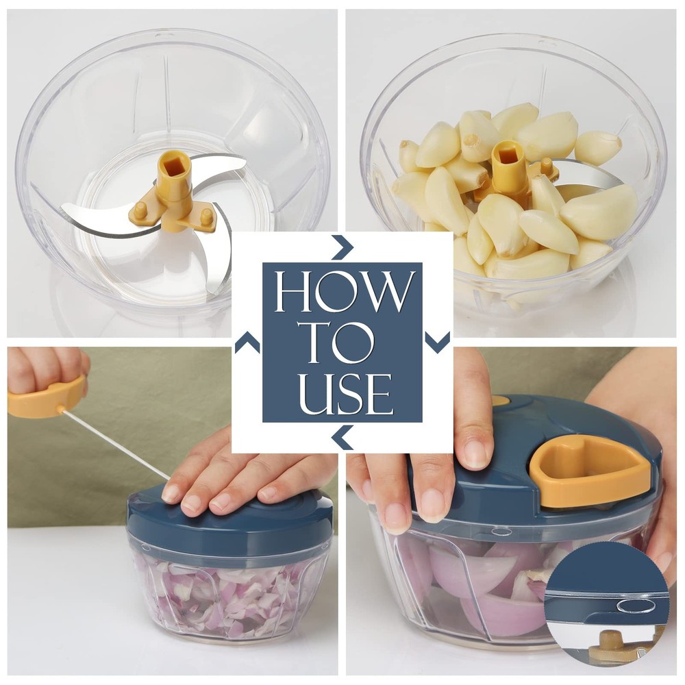 Ourokhome Manual Food Processor Vegetable Chopper Portable Hand Pull String Garl
