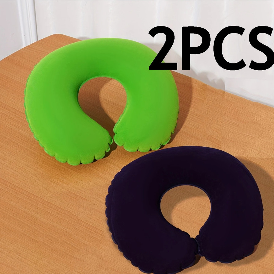 2pcs Inflatable U-Shaped Travel Neck Pillows – Portable & Folding Design - NEW