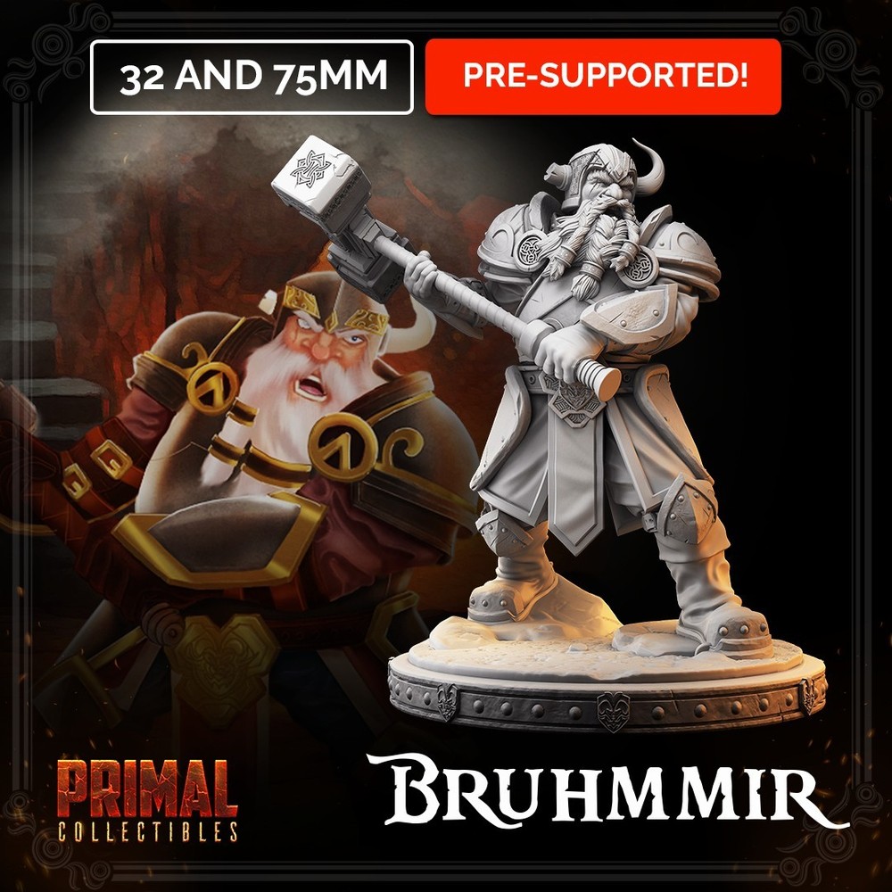 DnD Dwarf Bruhmmir Warhammer Mini 32mm Scale TTRPG