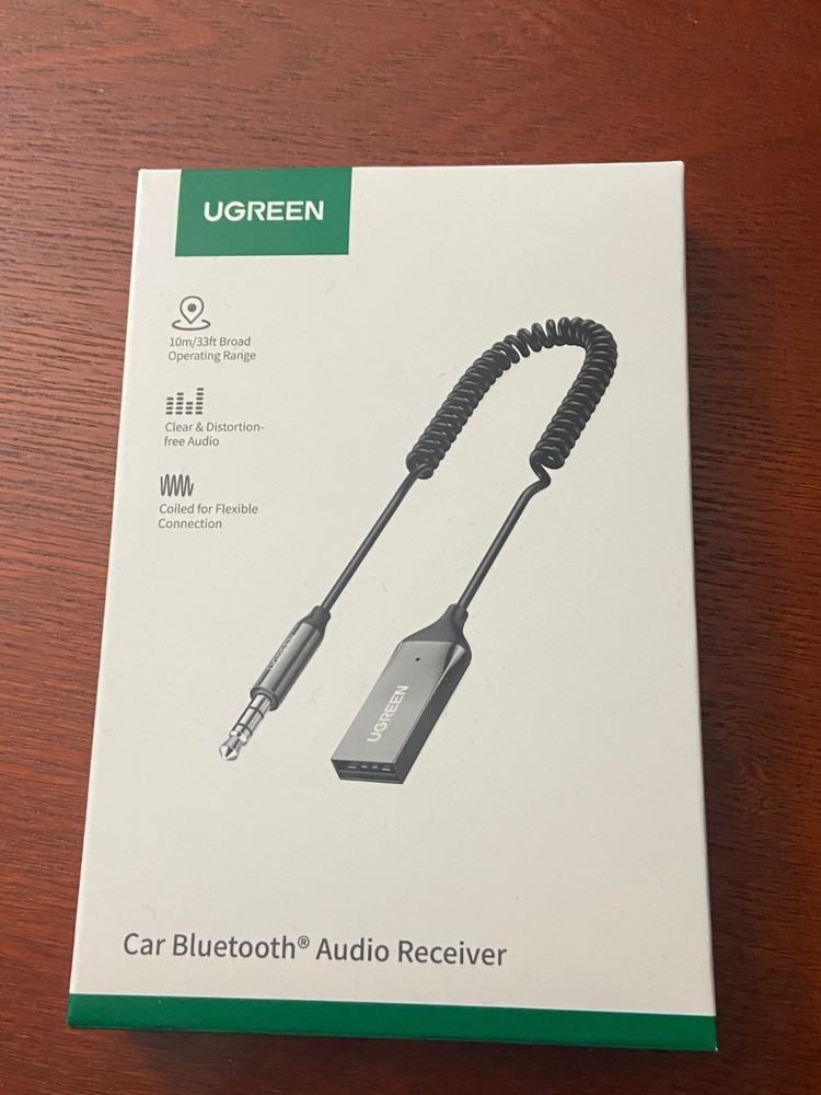 UGREEN Bluetooth Audio Receiver CM309 Car AUX Adapter Powers On Untested USB 3.5