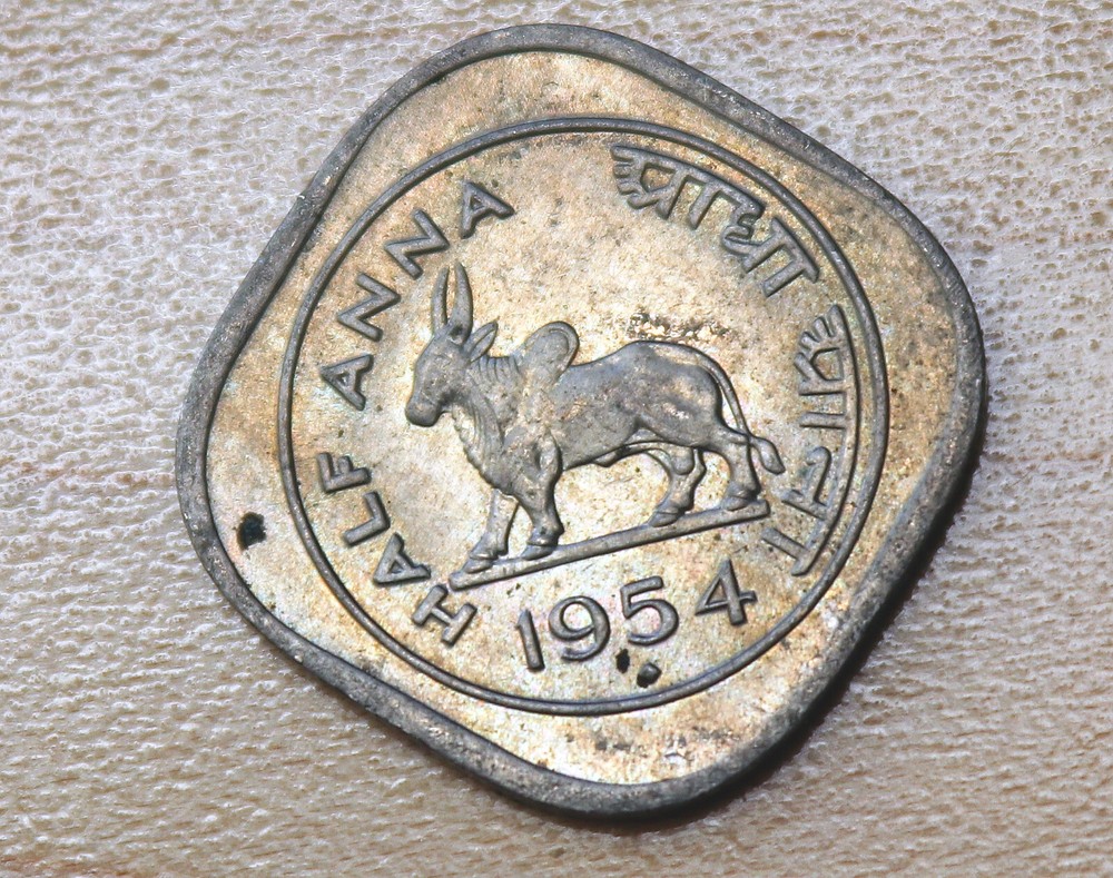 1954 India 1/2 Anna