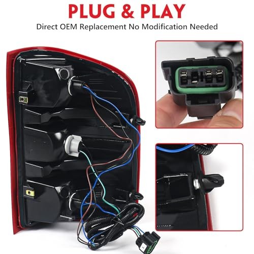 Left Tail light Assembly Compatible with Chevy Left (Driver Side) Red Trim