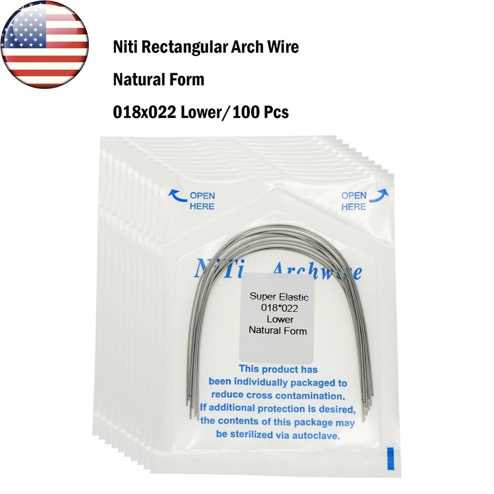 US Dental Orthodonic Rectangular Natural Form Niti Arch Wire Upper/Lower 100 Pcs