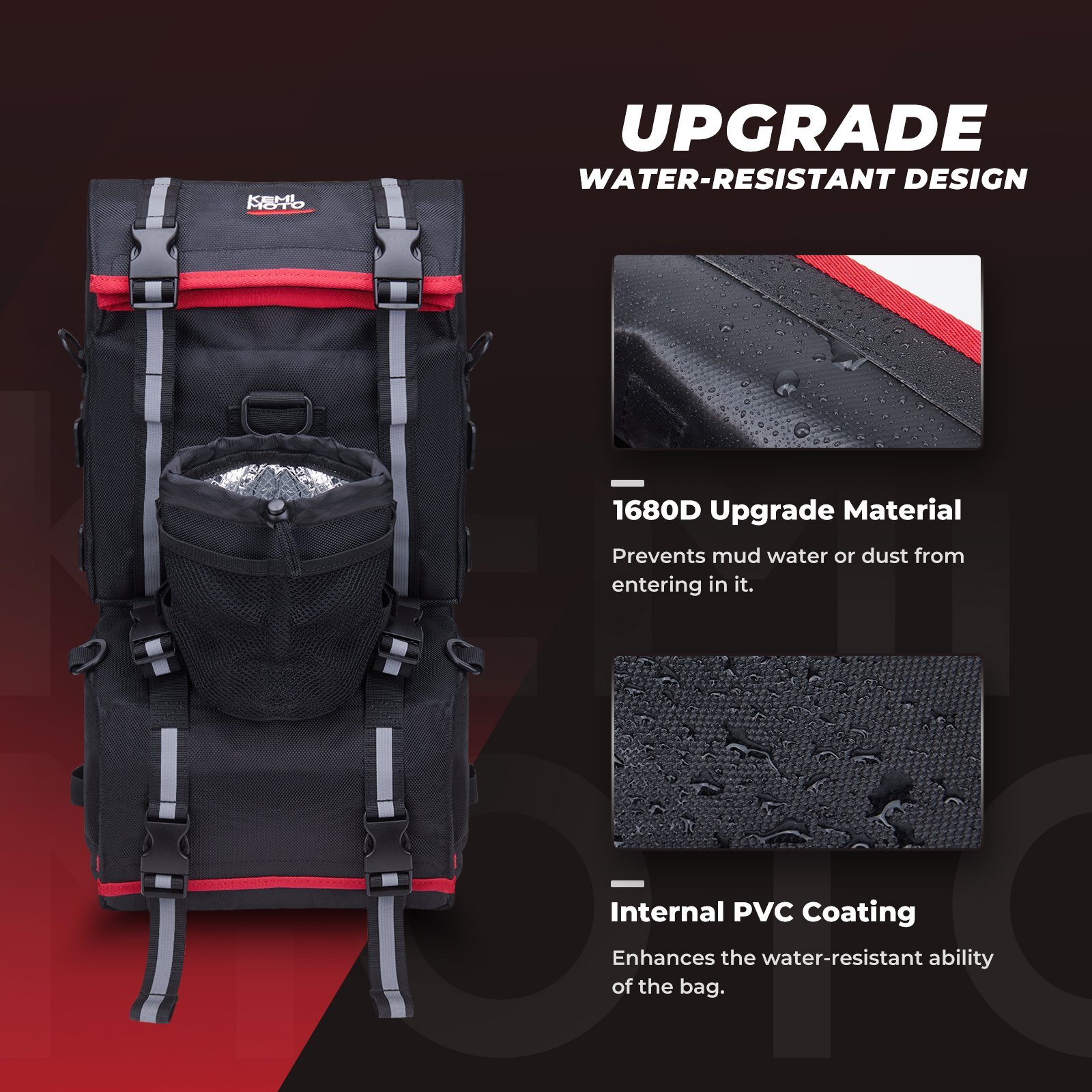 KEMiMOTO ATV Fender Bag Pack Luggage Storage Cargo Black For Sportsman Yamaha