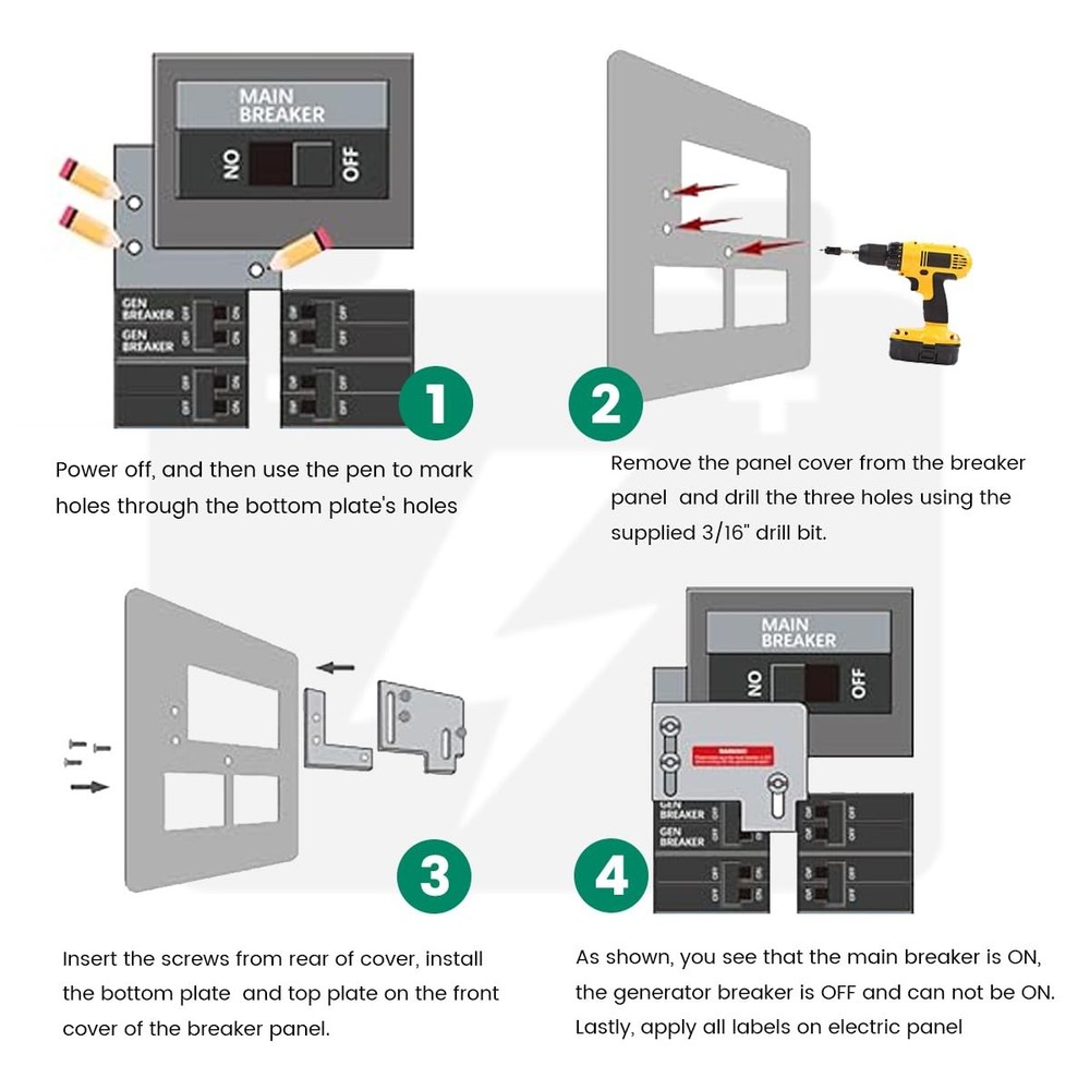 Generator Interlock Kit Compatible with Horizontal Main Cutler Hammer CH Seri...
